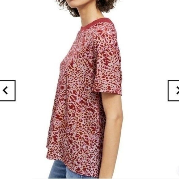 Free PEOPLE Teddy T-Shirt Velvet Red & Pink Size XS - Picture 2 of 13